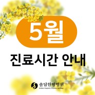[제주 솔담한방병원] 24년 5월 진료시간 안내