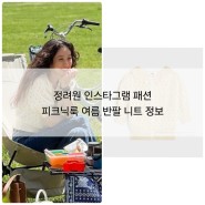 정려원 인스타그램 패션 피크닉룩 여름 반팔 니트 정보