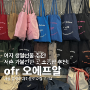 서촌 소품샵 나들이 ofr seoul 오에프알 에코백 구매 생일선물 추천