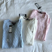 타미힐피거 여성 반팔니트 색깔별로 구입 (화이트/블루/핑크)