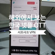 해외에서 한국 넷플릭스 OTT 시청, 해외여행준비물 서프샤크 VPN 으로 우회