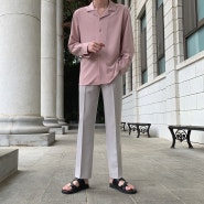 남자 핑크셔츠 코디 오픈카라 디자인 심플하고 포인트로 좋고!