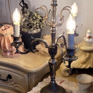 영국 앤틱 실버 촛대 테이블 램프 Antique 3 arm silver candelabras Table Lamp