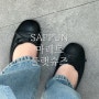 깔끔한 블랙 플랫슈즈 추천, '사뿐 마레트 투톤 리본 플랫슈즈 SAPPUN'