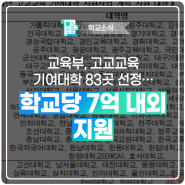 교육부, 고교교육 기여대학 83곳 선정…학교당 7억 내외 지원
