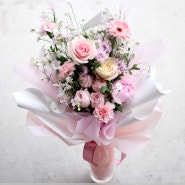 마포꽃집 아도니스 로즈데이를 위한 핑크피치 장미꽃다발