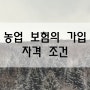 농업 보험의 가입 자격 조건에 대해서