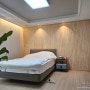 아파트 벽면 포인트 인테리어, 편백나무 M블럭 루바시공