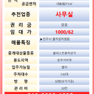 🌟진주 충무공동🌟 드림IT밸리 사무실 임대 1000/60 (즉시입주가능)