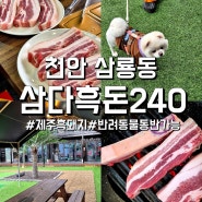 [삼다흑돈240] 캠핑장 분위기의 반려동물 동반 가능 천안삼거리공원 근처 제주 흑돼지 맛집