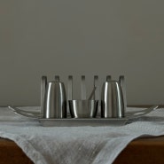 [Sold out] 1956s Robert Welch 'Old Hall' Stainless Steel 6 Slice Toast Rack & 3 Piece Cruet Set