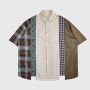 [ 위스커 ] 남자 남성 패치워크 반팔 셔츠 남방 캐주얼 루즈핏 여름 스트릿 오버핏
