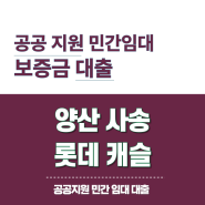 양산 사송 롯데캐슬 공공지원 민간임대 대출 한도 90%