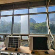 하남 지식인산업센터 아이테코 사무실 베란다 유리 창문 열차단 햇빛차단 썬팅 필름 시공
