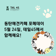 동탄애견카페 포메데이, 5월 24일 테일45에서 함께해요