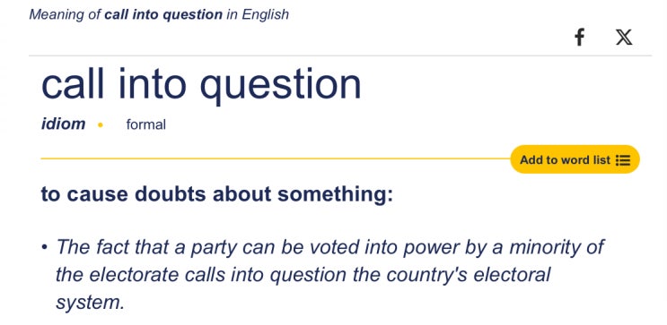 Call into question 질문을 부르다?! : 네이버 블로그