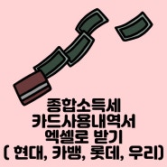 종합소득세 카드사용내역서 엑셀파일로 받기 ( 현대 카뱅 롯데 우리 )