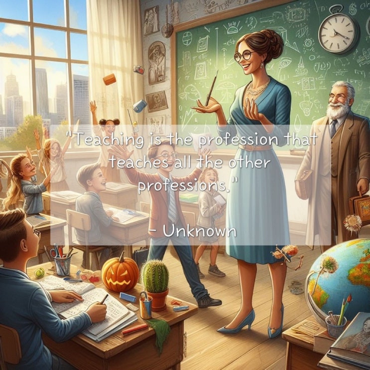 동기부여 가르침 영어명언 Teaching is the profession that teaches all the other ...