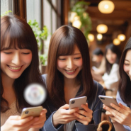 메신저로 대화하는 일본인 여성들