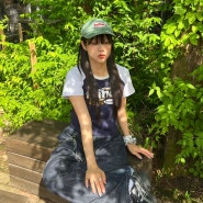 여자 크롭티 코디 Feihei 브랜드 티셔츠 여름모자 볼캡 추천🍃