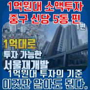 서울시 중구 신당 5동 모아타운 재개발 소액투자 가능합니다!(1억원대 소액투자는 이런 기준을 세우세요)