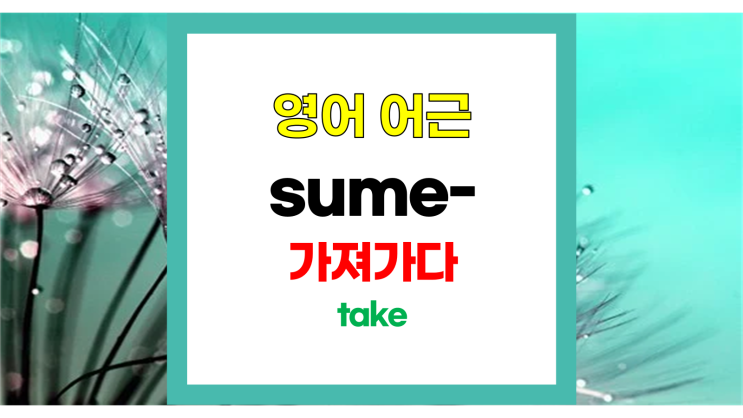 [영단어어원사전] consumer, assume, consume의 어원은 라틴어 sumere, sumptus, 어근은 sume ...
