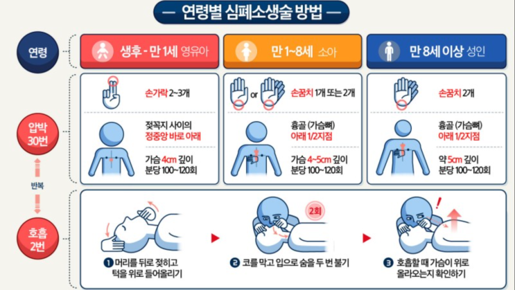 신생아, 영아(1세미만) 및 소아 심폐소생술 방법 : 네이버 블로그