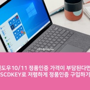 윈도우10/11 정품인증 가격이 부담된다면? SCDKEY로 저렴하게 정품인증 구입하기