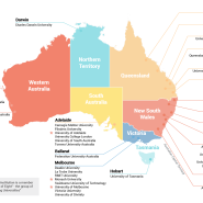 호주 지도로 보는 대학, 2024 호주 대학 순위 목록