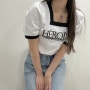 에고이스트 반팔 티셔츠 여성 모노 배색 스퀘어넥 퍼프소매 리뷰