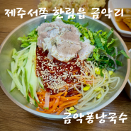 제주 신화월드 금오름 맛집 비빔국수와 한치튀김: 금악퐁낭국수