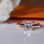 천연 GIA 1캐럿 프린세스컷 다이아몬드로 만든 트루링스타일 반지