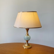 빈티지램프 ♣ Vintage goldrim shade & skyblue opaline lamp