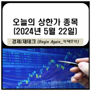 5월 22일 상한가 종목(ESS 관련주 SK이터닉스, KC코트렐, 현대 수소차 관련주 두산퓨얼셀2우B, 간세포암 박셀바이오, SOFC 한선엔지니어링, 비아이매트릭스, 삼영에스앤씨)