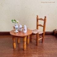 빈티지 미니어쳐 ♣ Vintage wooden miniature table & chair