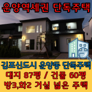 김포신도시 운양동 운양역세권 단독주택, 대지 87평 / 건물 60평, 거실 마당 넓은 주택, 방3 화2 신축급 전원주택