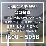 서울 경기 사무실 랜선작업/ 하남 사무실 통신함체, 통신장비 인터넷선설치 및 선정리(랜공사,천장작업)
