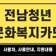 전남청년문화복지카드 사용처, 사용안내, 지원내용