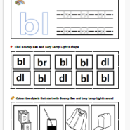 Sound and Shape Worksheet - Blends <Bouncy Ben and Lucy Lamp Light>