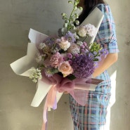 [대전꽃집_꼿밧] 남편 생일 꽃다발, 임신 축하 꽃다발, 보라색 꽃다발
