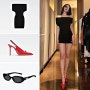 오프숄더 원피스 패션 제니 뉴욕 미니 블랙 원피스 빨간색 리본 하이힐 구두 옷 신발 가격은?