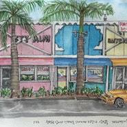 [취미그림/수채일러스트] 날마다여행 어반수채화 컬러링북 따라그리기_마이애미 바닷가 상점들