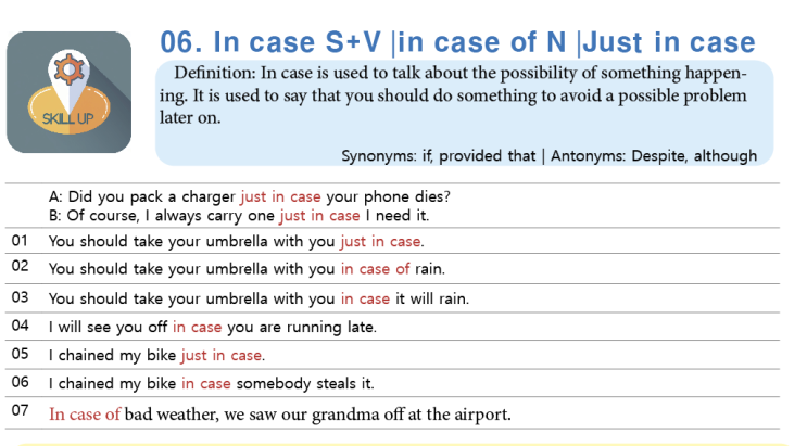 (172)힐라잉글리쉬가 알려주는 in case, just in case, in case of 뜻 대비하여 영어로 : 네이버 블로그