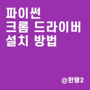 [파이썬] 크롬 드라이버 설치, 세팅 방법 (크롤링 준비)