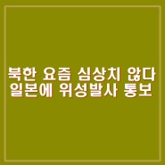 북한 6월 4일 전 위성발사 일본에 통보. 군사 정찰위성일텐데 예의주시해야