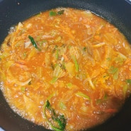 남은잡채요리 레시피 : 잡채찌개 칼칼하니 맛있어요!