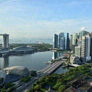 싱가포르 풍경 Marina Bay Sands 주변의 주경과 야경
