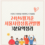 24년 6월기준 서울사랑상품권(자치구) 발행일정 및 구입꿀팁(feat.할인율,한도,서울지역화폐 등)