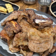 장성) 광주근교 구워져나오는 맛난 돼지갈비 '산동숯불갈비 & 카페진담'