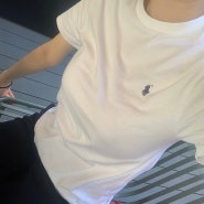 폴로 보이즈 반팔 티셔츠 화이트 M 사이즈 성인 여성 착용 찐후기